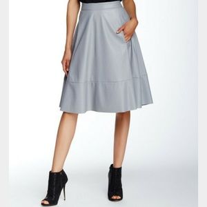 Grey faux leather midi skirt