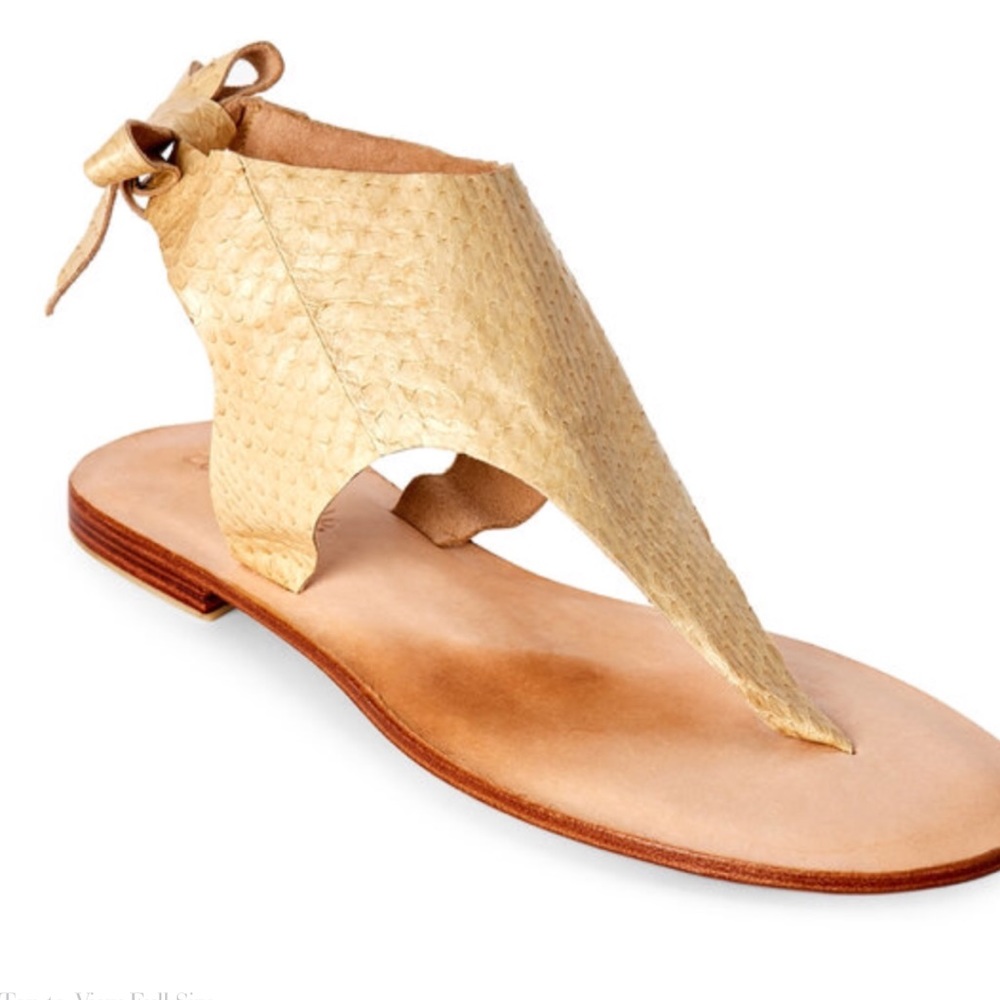 Cocobelle tie back snake skin sandals 8