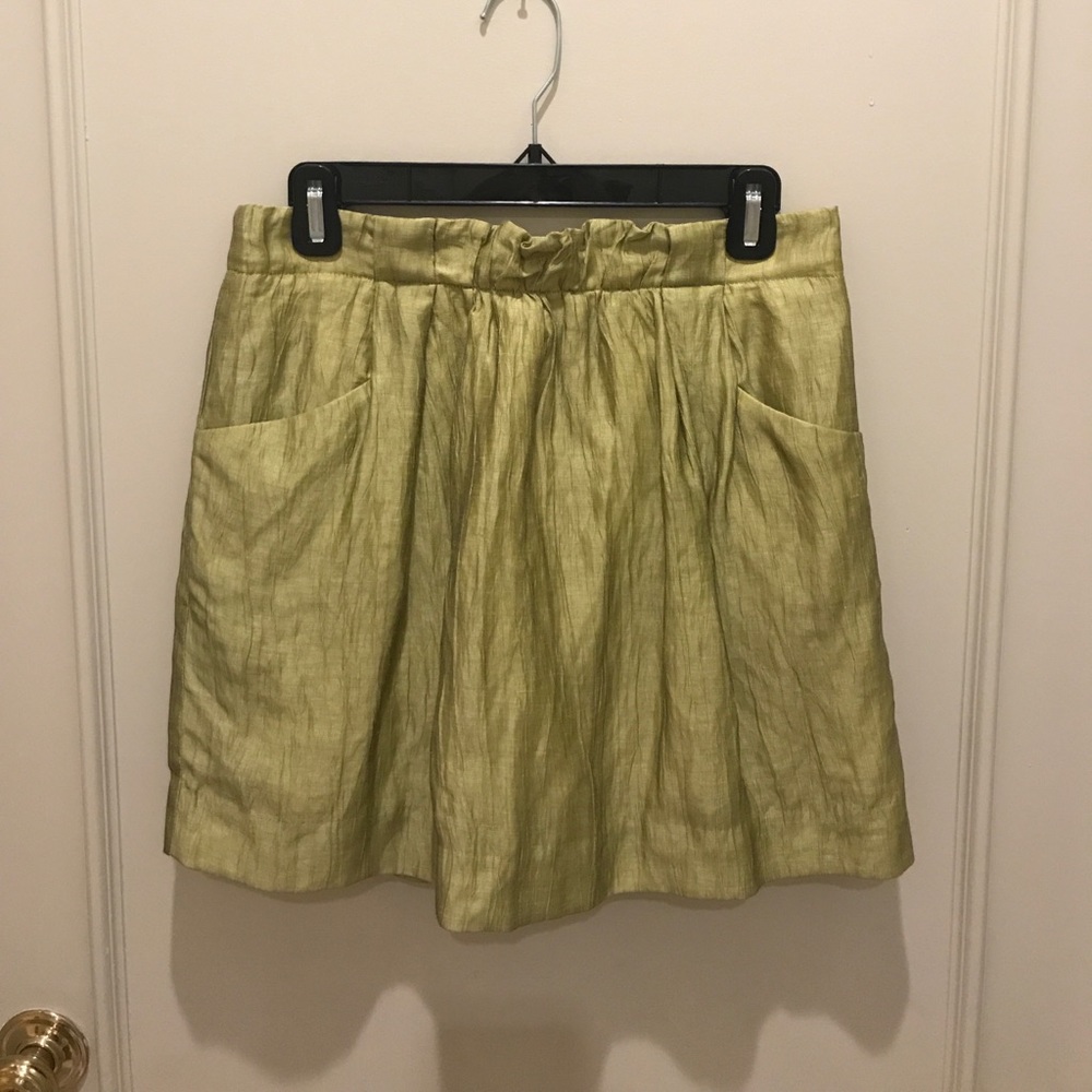 J. Crew Charter Linen Skirt in Frosted Citrus