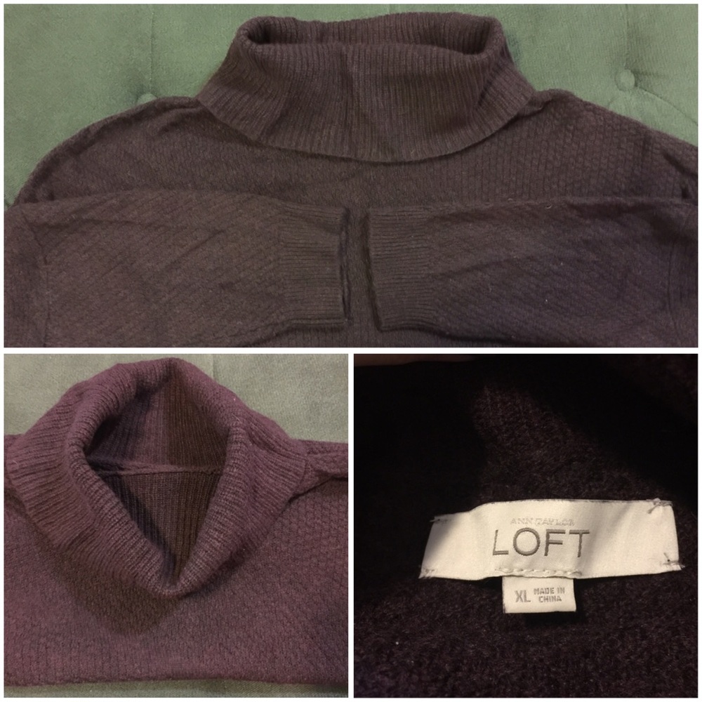 Loft 3/4 sleeve cropped style turtleneck sweater