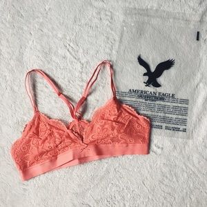 Aerie Blooming Lace Bralet in Tropical Coral