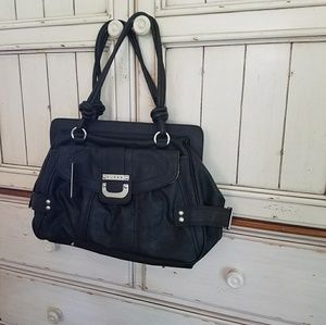 NWT Guess Black Leather Satchel Shoulder Purse