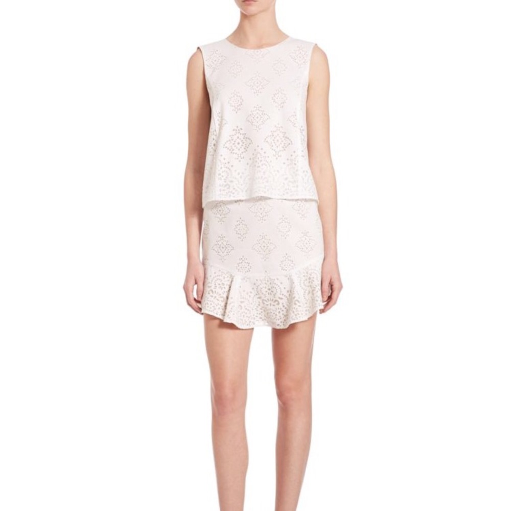 BGBG Vivian - White Lace Ruffle Dress