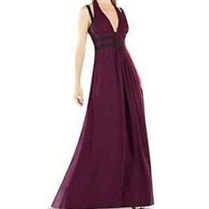 NWT BCBGMAXAZRIA Margarette Contrast Trim Pleated Gown