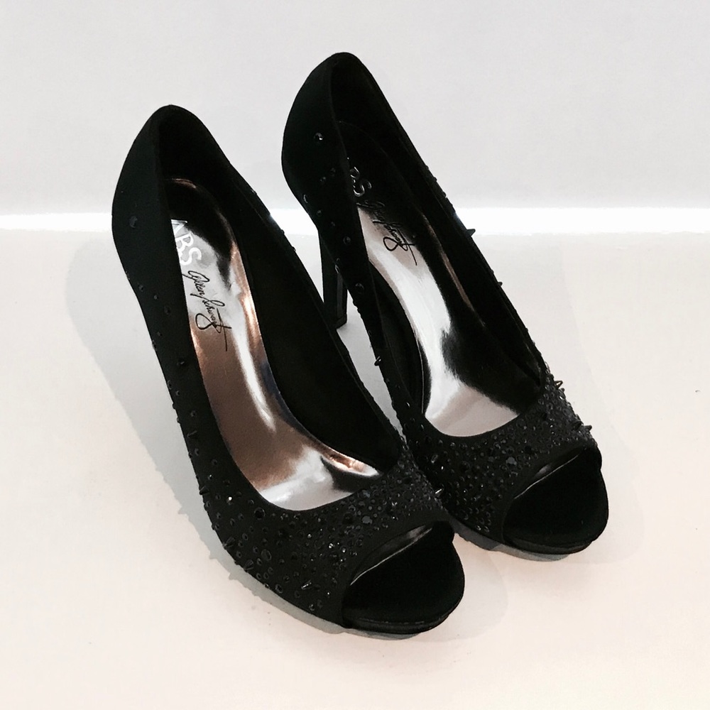 Black Pebbled and Spiked Evening Shoes