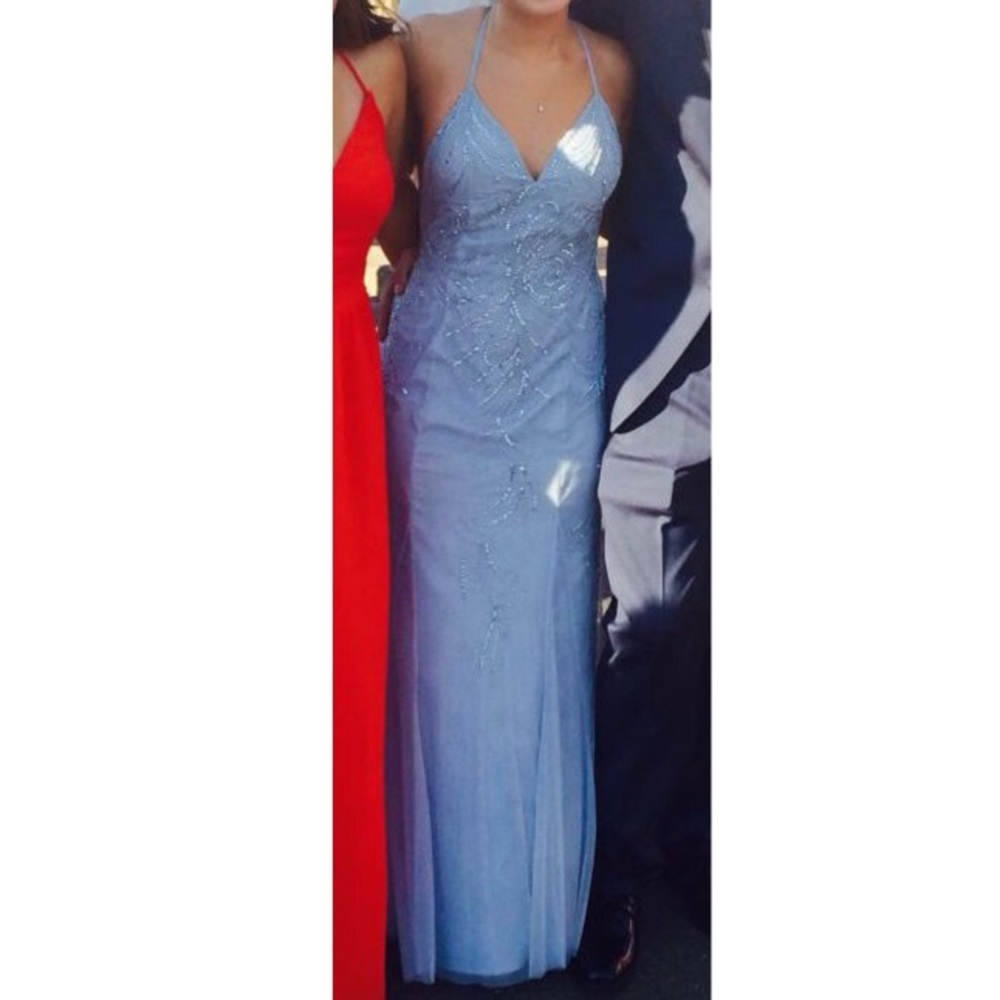 Light Blue Strappy Prom Dress 👑