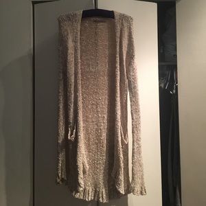 Long oatmeal knit cardigan