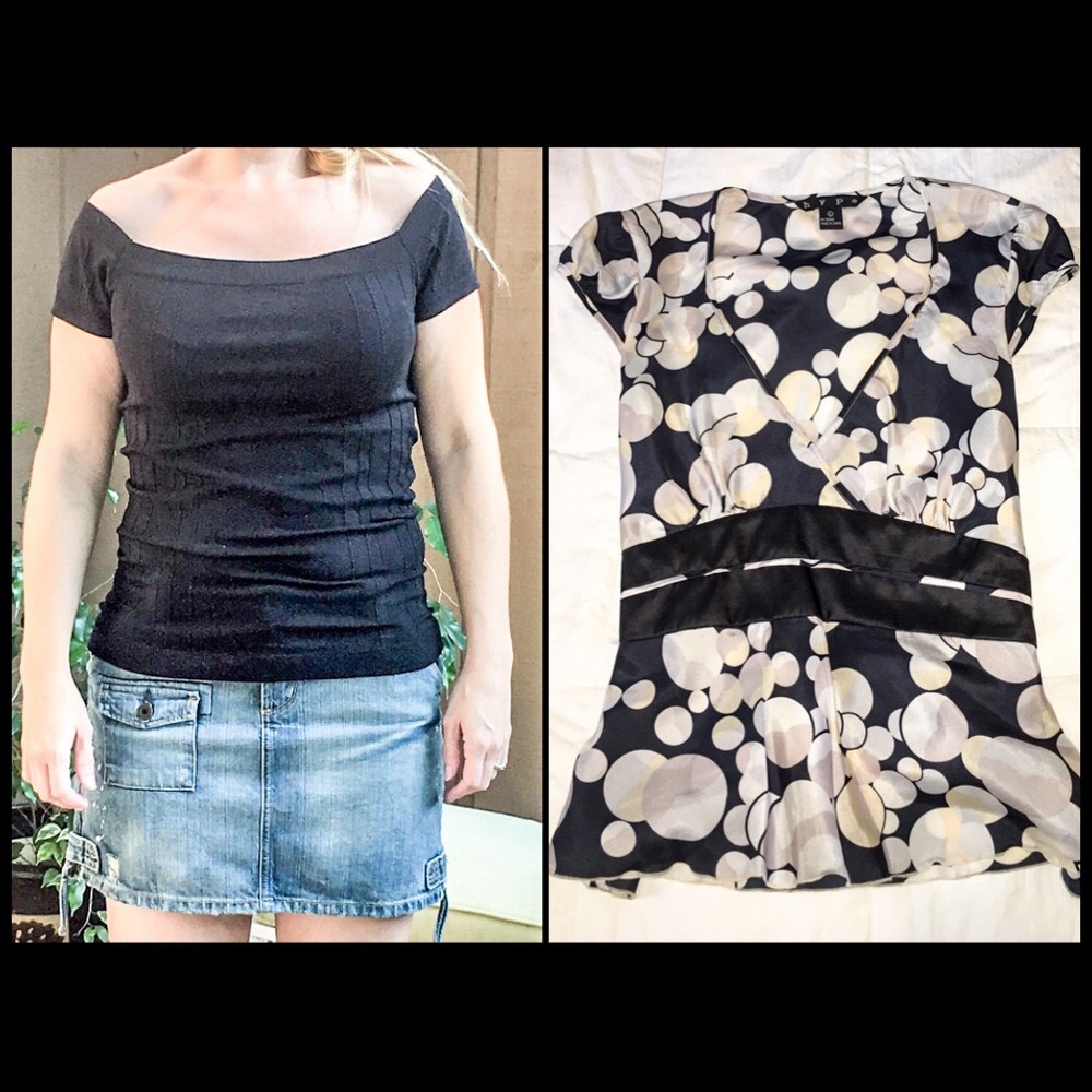 Black off shoulder and silk blouse bundle size L