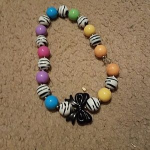 Colored and zebra print beaded necklace.