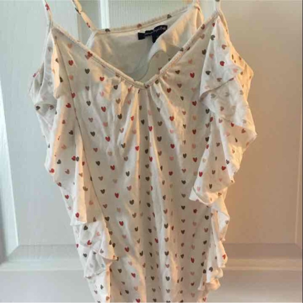 Cream Colored Heart Tank Top