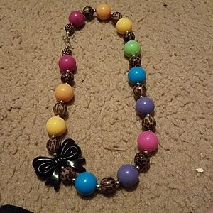 Colored and cheetah print beaded necklace.