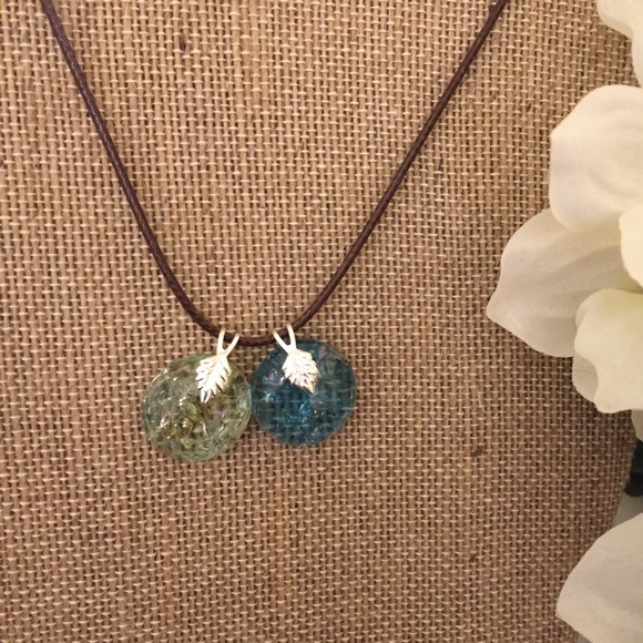 Sale NWT Handmade necklace crack gem clear blue - Picture 5 of 8