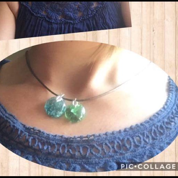 Sale NWT Handmade necklace crack gem clear blue - Picture 6 of 8