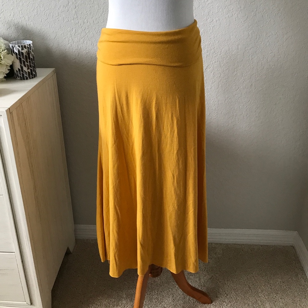 Mustard Fold Over Maxi Skirt