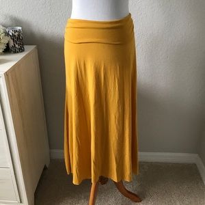 Mustard Fold Over Maxi Skirt