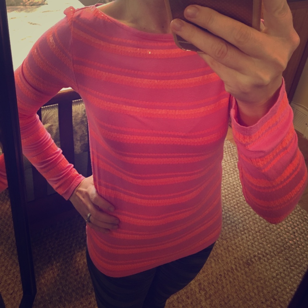 Sequin pink and orange long sleeve shirt