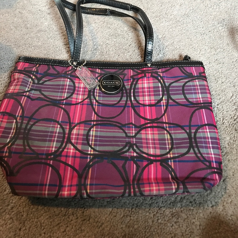 Plaid coach handbag