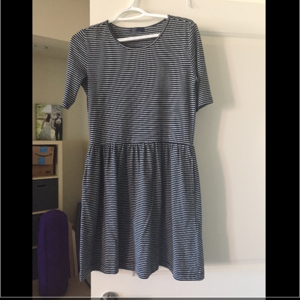 Navy white stripe sundress