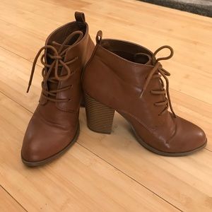 Brown booties laced ankle
