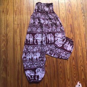 Maroon/Pink Elephant Pants