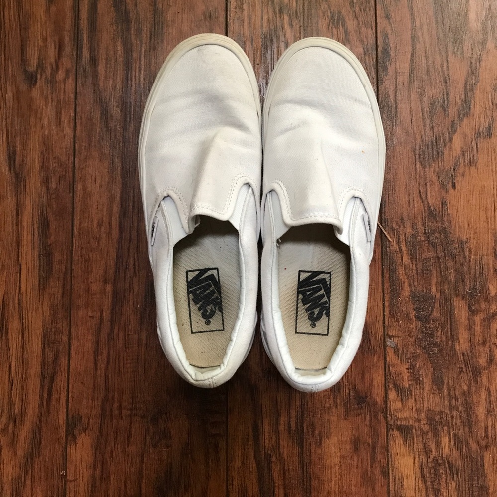 Women's size 8 white slip on vans