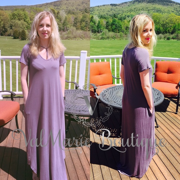 T-Strap Neck Maxi Purple Dress - Picture 4 of 6