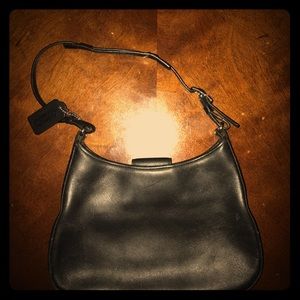 Authentic black leather coach bag