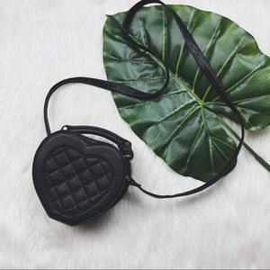 Betsey Johnson Black Quilted Heart Shoulder Bag