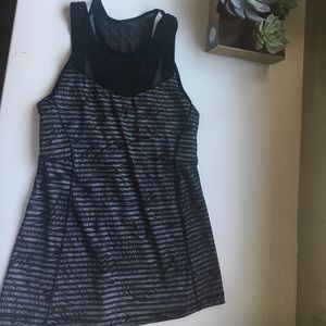 LULULEMON grey and black mesh high neck tank top