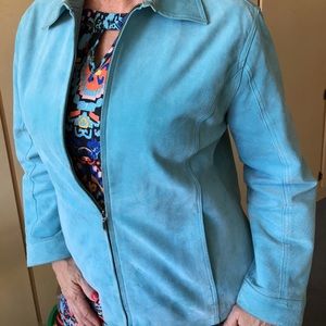 Teal suede leather jacket