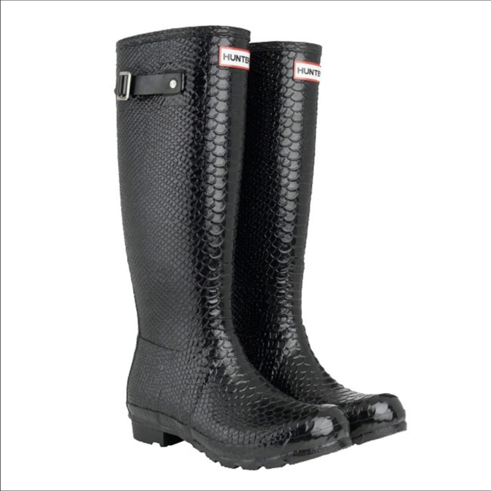 Limited edition "boa" Black hunter rain boots