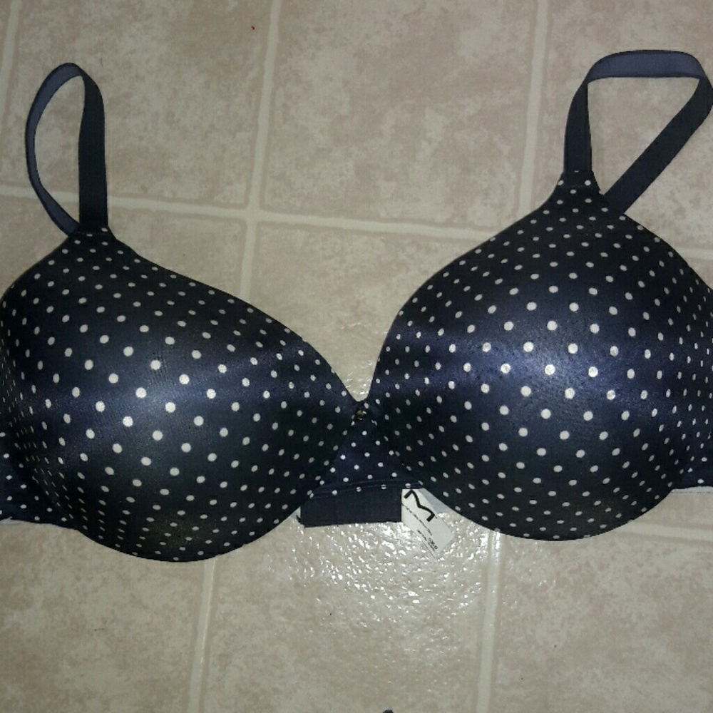 Navy blue and white bra