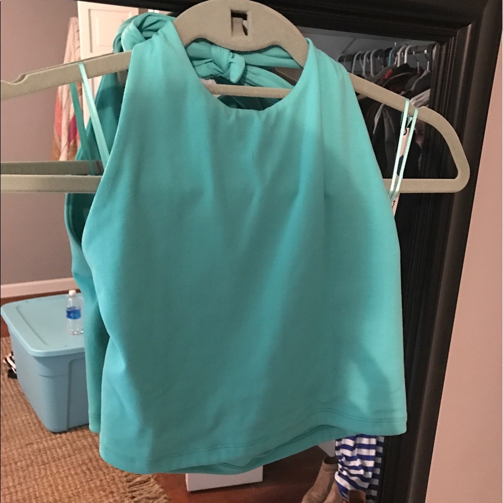 NWT Susana Monaco blue halter crop nylon/lycra