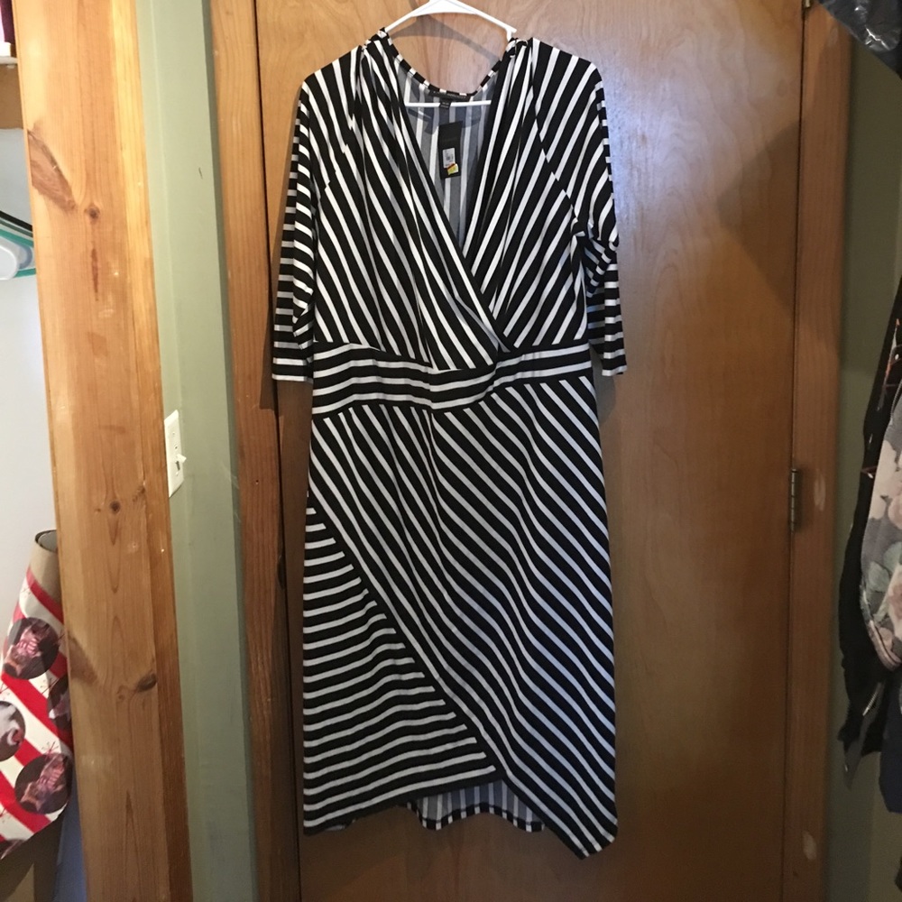 NWT black and white striped dress.