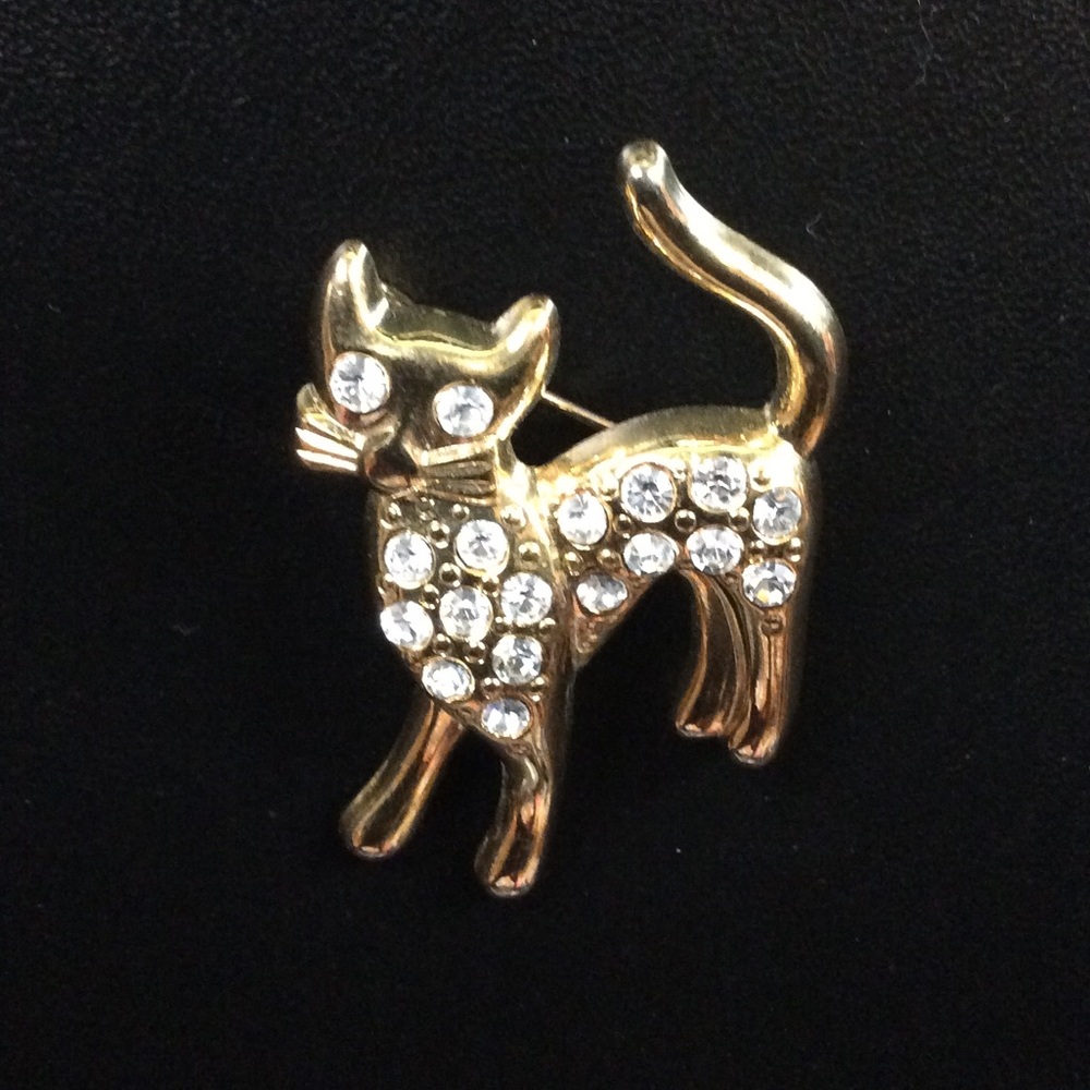 Fashion Jewelry | Goldtone Cat Pin