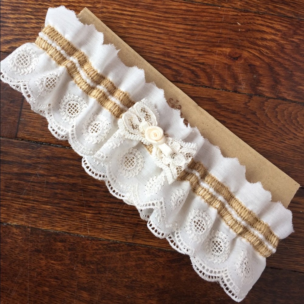 Handmade custom bridal garter.