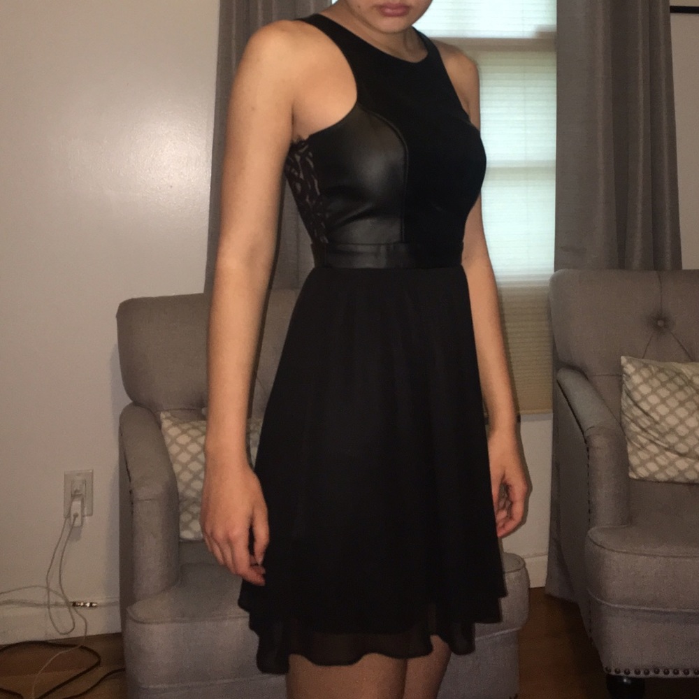 BCBGeneration Faux Leather and Lace Dress