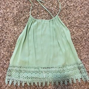 Backless mint crochet tank