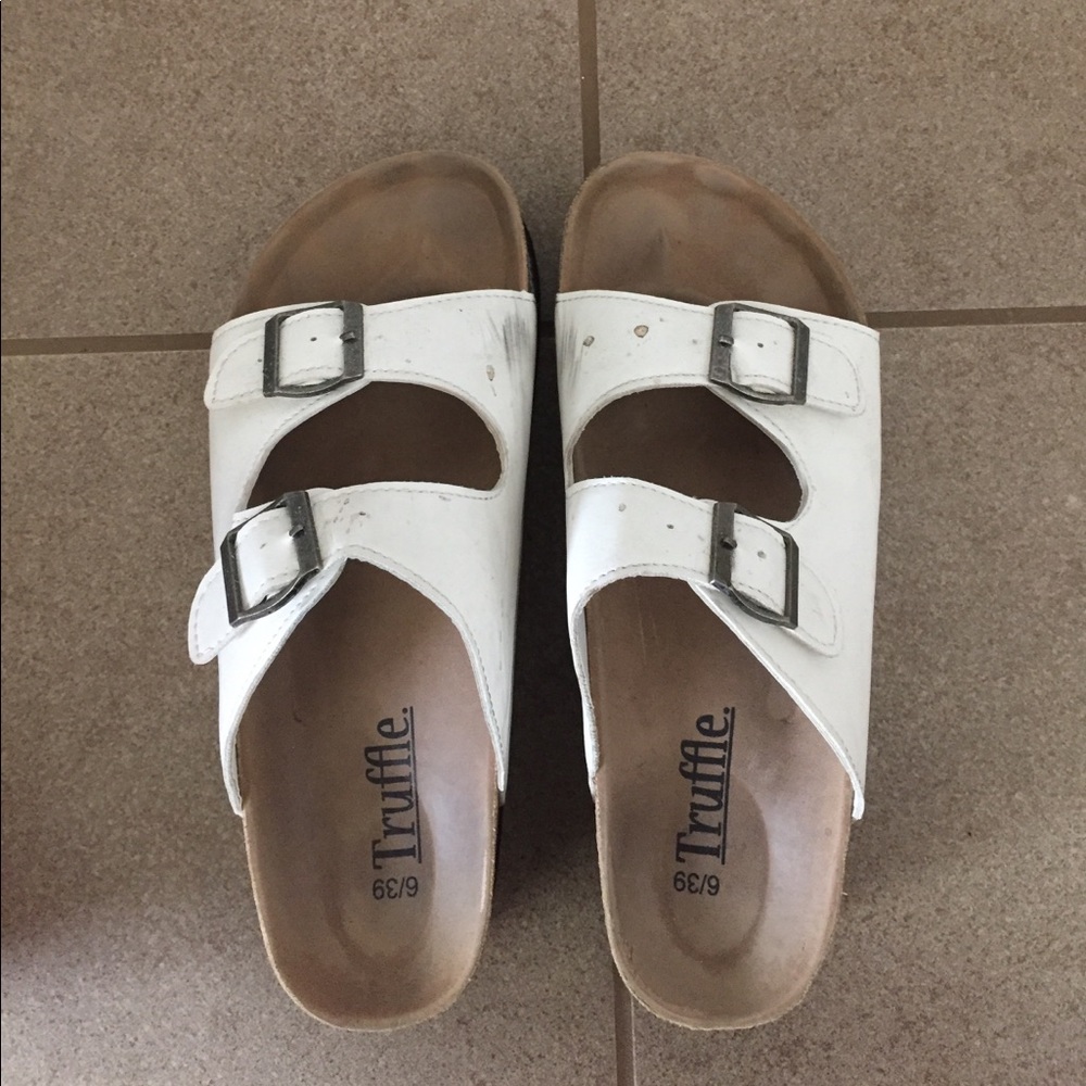 Missguided white birkenstock platforms