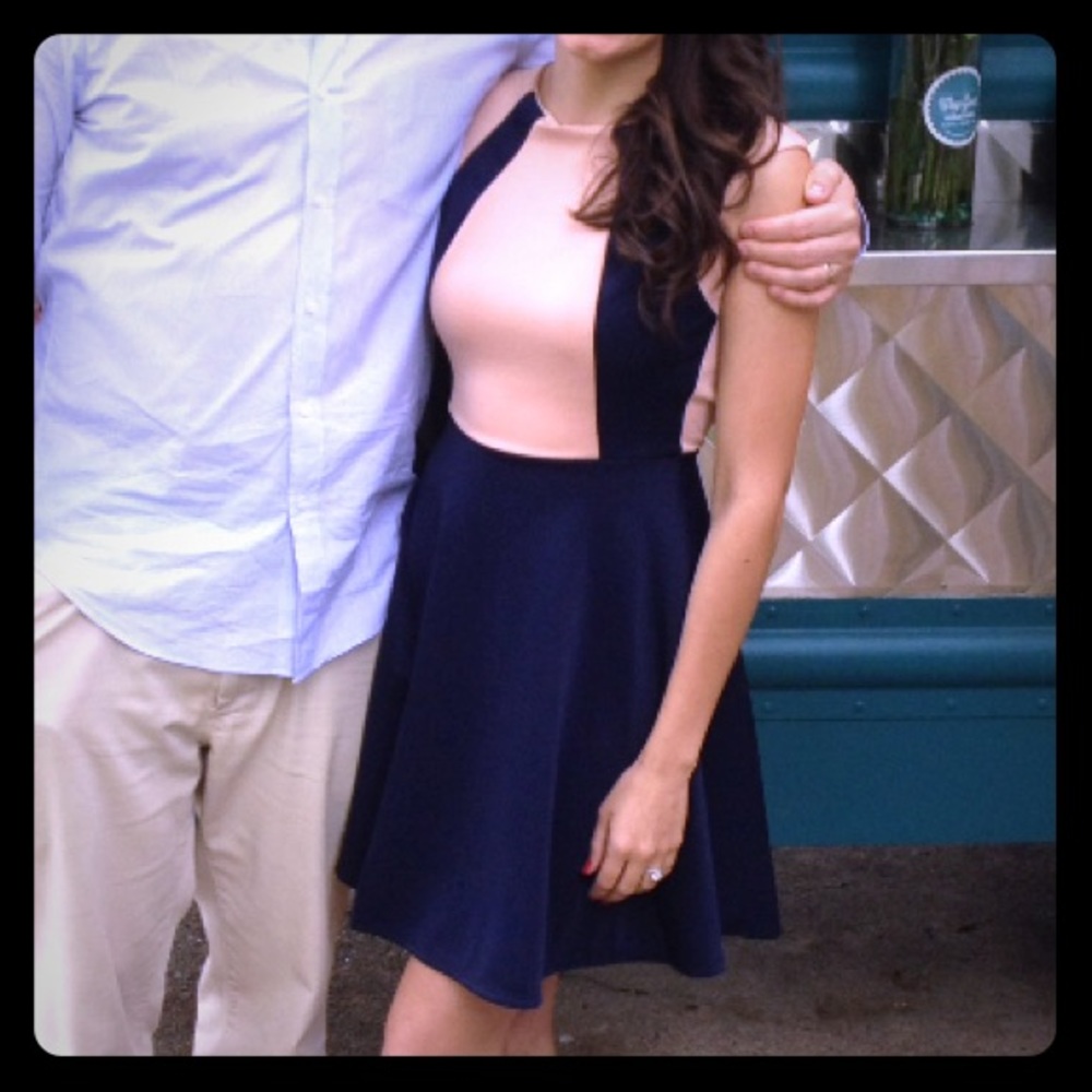 Modcloth A-Line Pink & Navy Dress
