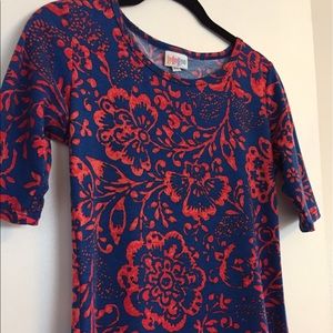 Lularoe Julia Dress - XS blue with red floral