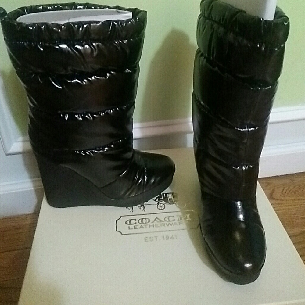 Coach Farran Sport Patent Puffy Winter Boots