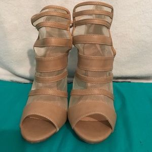 Tan meshed booties