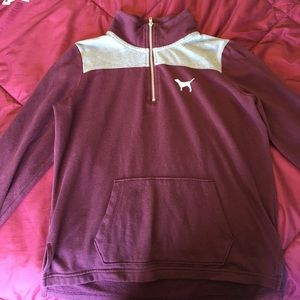 maroon quarter zip up sweatshirt