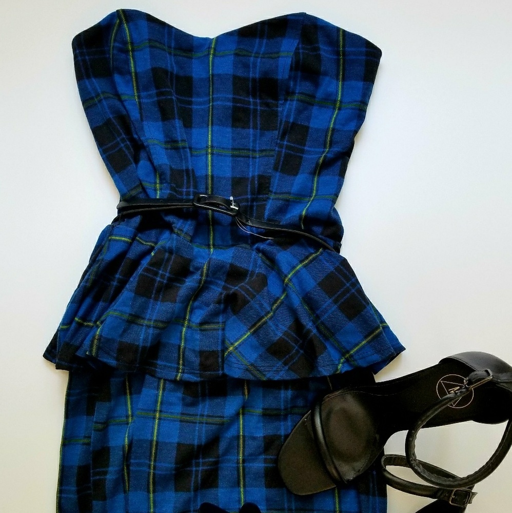 Plaid Strapless Dress