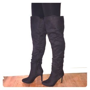 Thigh high suede boots