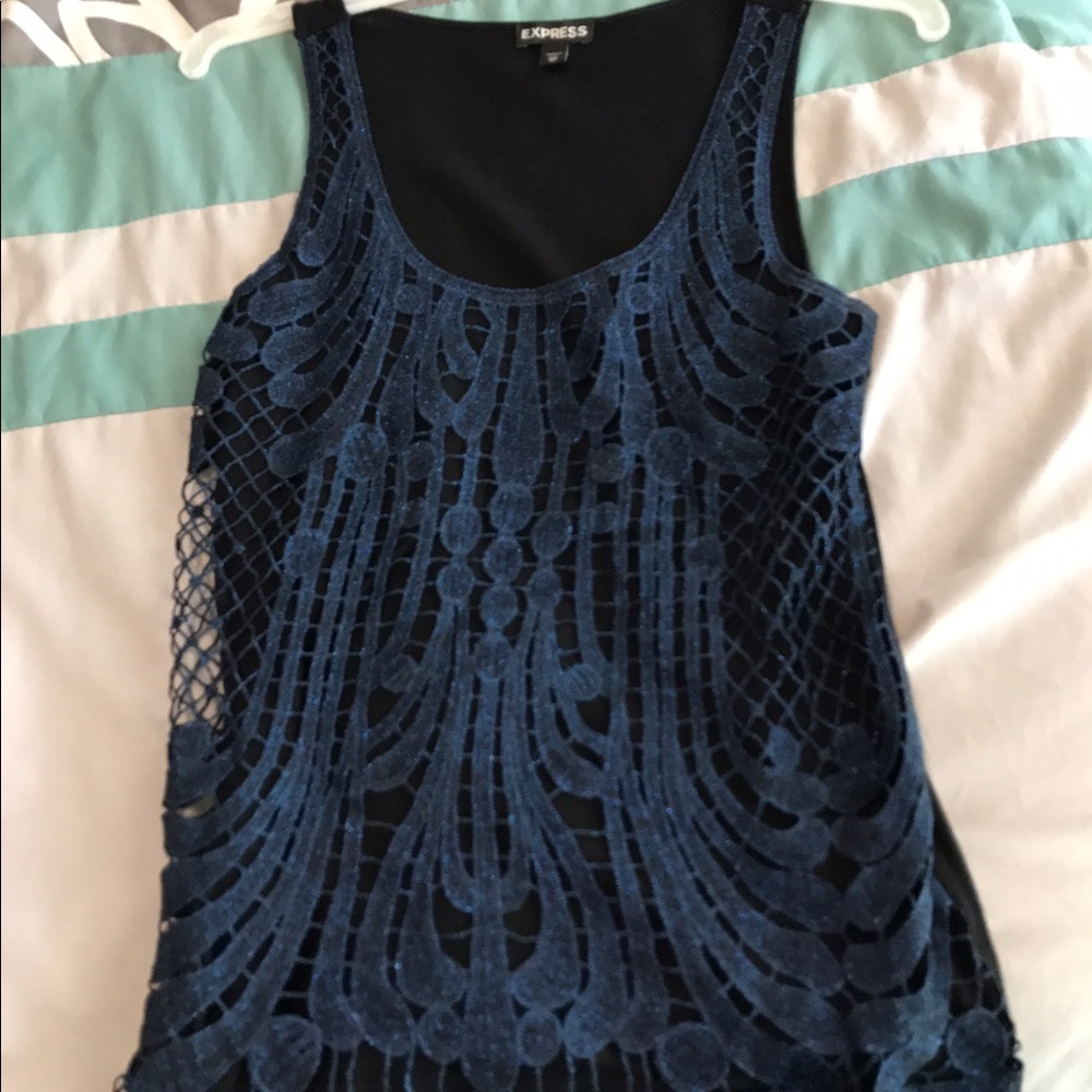 Blue and black top