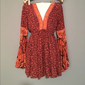 Printed Bell-Sleeved Romper