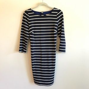 Boden blue and white striped 3/4 sleeve dress.
