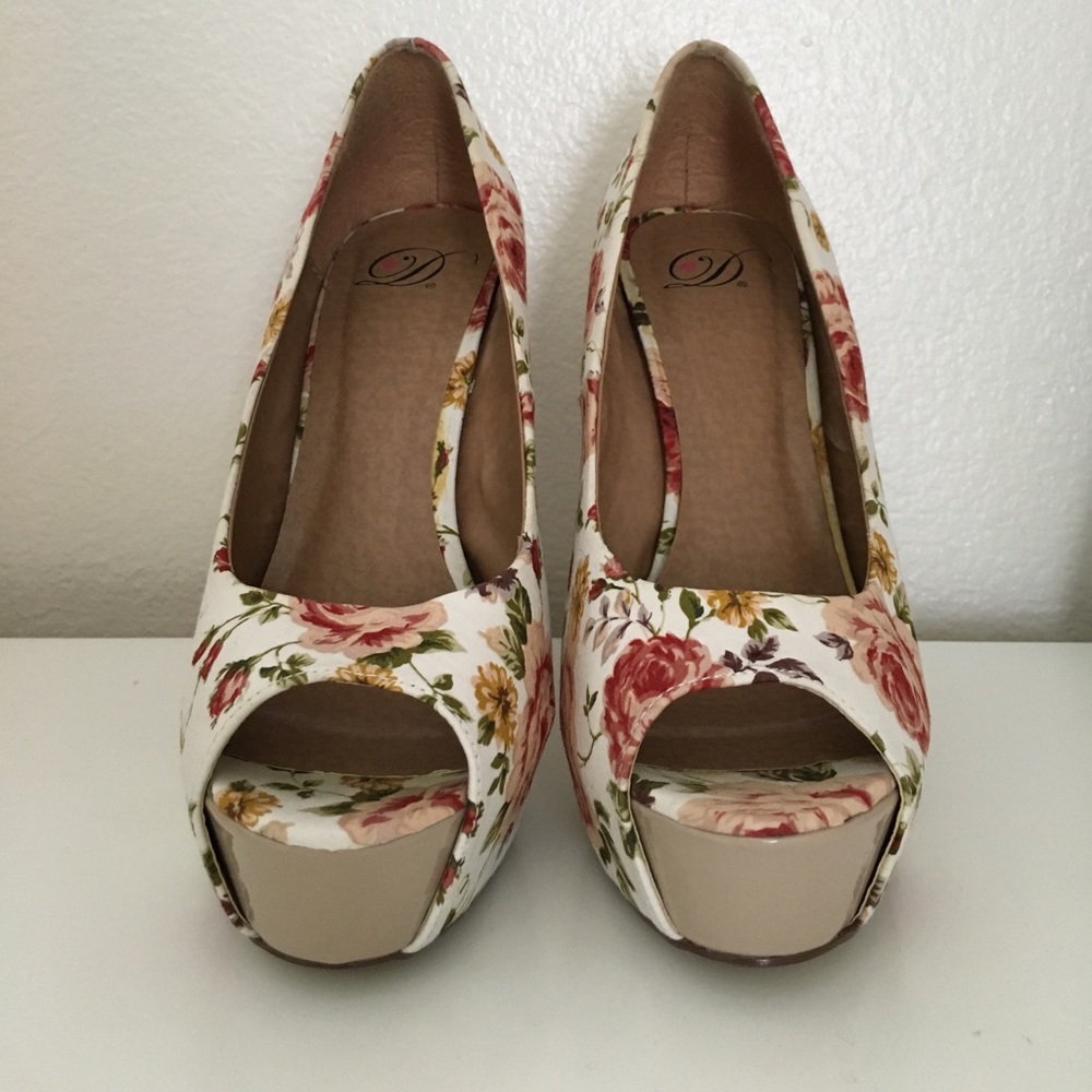 White floral high heels